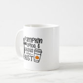 Kürbisgewürz und Jesus Christus Kaffeetasse (Vorderseite Links)