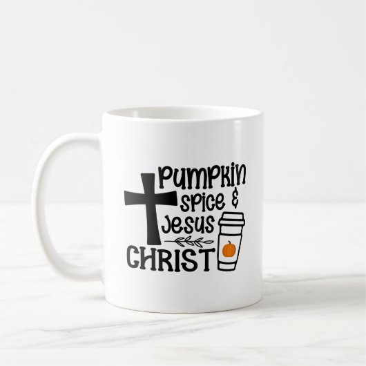 Kürbisgewürz und Jesus Christus Kaffeetasse (Links)