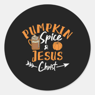 Kürbisgewürz und Jesus Christus Spaß fallen Christ Runder Aufkleber