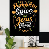 Kürbisgewürz und Jesus Poster (Heimbüro)