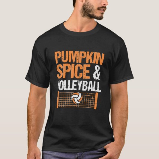 Kürbisgewürz und Volleyball Halloween T-Shirt (Vorderseite)