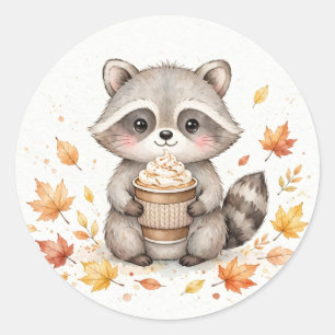Kürbisgewürz-Waschbär-Herbst Runder Aufkleber