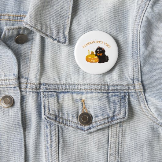 Kürbisgewürze, Halloween, Schwarze Katze, Kürbis Button (Beispiel)