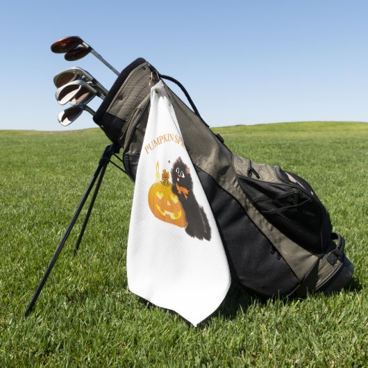 Kürbisgewürze, Halloween, Schwarze Katze, Kürbis Golfhandtuch (Gras)