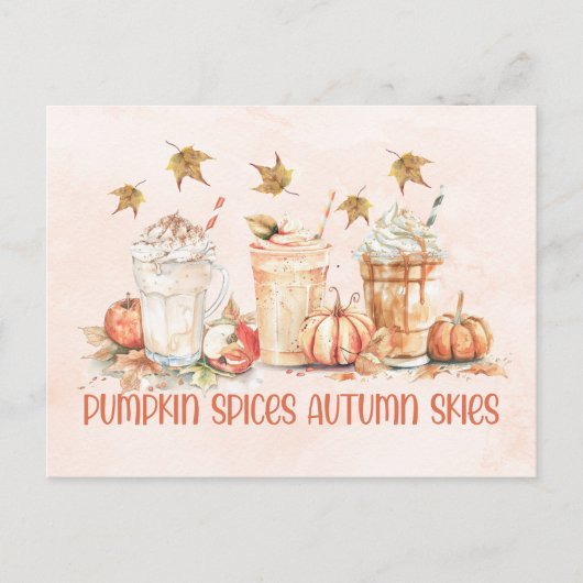 Kürbisgewürze Herbstgetränk-Zitat Postkarte (Vorderseite)