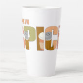 Kürbisgewürze Kunst mit saisonalen Worten Milchtasse (Vorderseite)