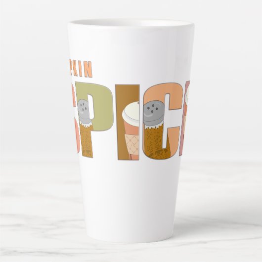 Kürbisgewürze Kunst mit saisonalen Worten Milchtasse (Vorderseite)