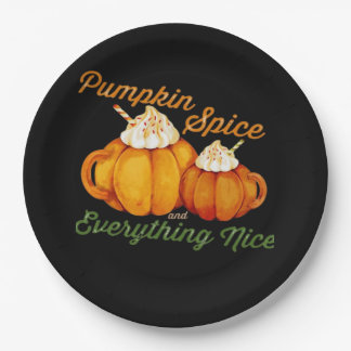 Kürbisgewürze und alles Gute Herbstdesign Pappteller