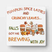 Kürbisgewürze und Blätter fallen Fotoplatte (Vorderseite)