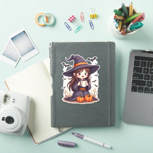 Kürbisgewürzhexe - Niedliches Halloween-Coffee-Shi Aufkleber
