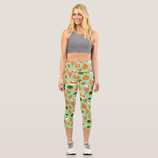Kürbisgewürzkaffee, grün capri leggings (Vorderseite)
