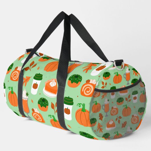 Kürbisgewürzkaffee, grün duffle bag (Rechte Ecke)