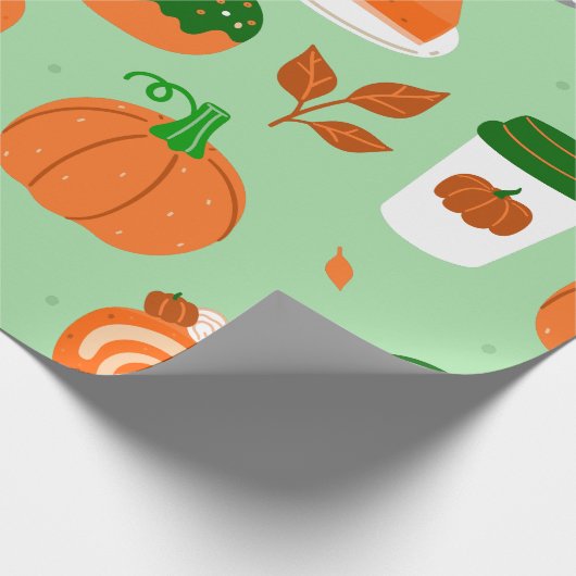 Kürbisgewürzkaffee, grün geschenkpapier (Ecke)