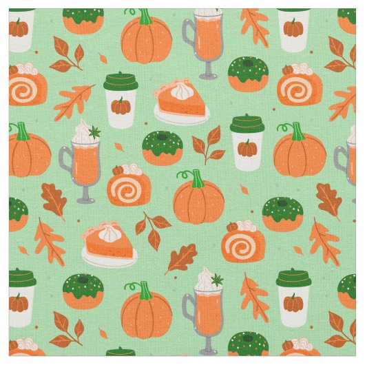 Kürbisgewürzkaffee, grün stoff (Nahaufnahme)