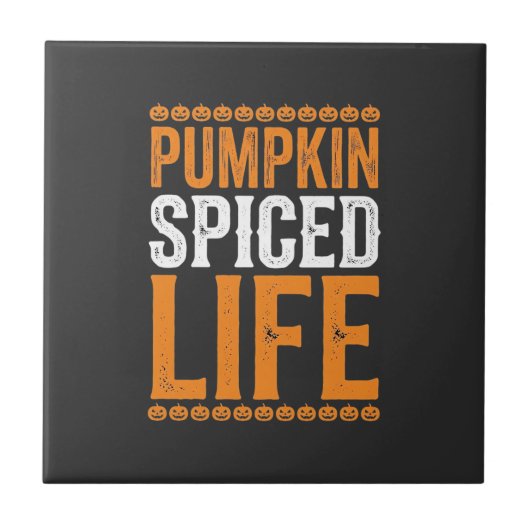 Kürbisgewürztes Leben Halloween-Typografie-Design_ Fliese (Vorderseite)