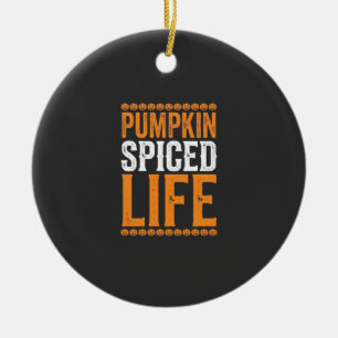 Kürbisgewürztes Leben Halloween-Typografie-Design_ Keramik Ornament