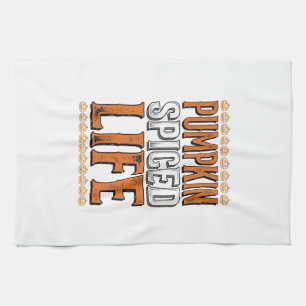 Kürbisgewürztes Leben Vintage-Halloween-Typografie Geschirrtuch