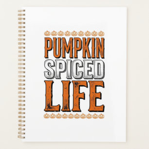 Kürbisgewürztes Leben Vintage-Halloween-Typografie Planer