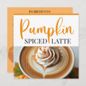 Kürbisgezwitterte Latte-Rezept-Karte (Vorne/Hinten)