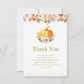 Kürbisgold und Dusche Dankeskarte (Vorderseite)