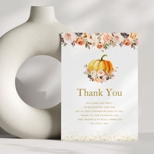 Kürbisgold und Dusche Dankeskarte