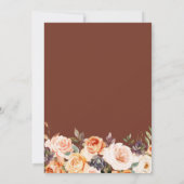 Kürbisgold und rötlich-blumige Babydusche Einladung (Rückseite)