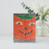 Kürbisgruselkindzeichnung Vintage Postkarte (Stehend Vorderseite)