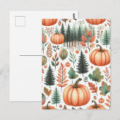 KürbisHalloween, botanische Vegetation & Fall Postkarte (Vorne/Hinten)