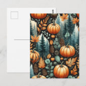 KürbisHalloween, botanische Vegetation & Fall Postkarte (Vorne/Hinten)