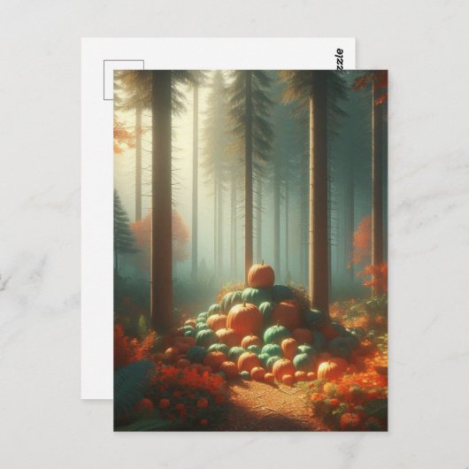 KürbisHalloween, botanische Vegetation & Fall Postkarte (Vorne/Hinten)