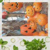 Kürbishalloween Kürbislaterne-Orangenkürbis Geschirrtuch (Gefaltet)
