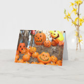 Kürbishalloween Kürbislaterne-Orangenkürbis Karte (Gelbe Blume)