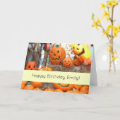 Kürbishalloween Kürbislaterne-Orangenkürbis Karte (Gelbe Blume)