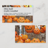 Kürbishalloween Kürbislaterne-Orangenkürbis Visitenkarte (Vorne/Hinten)