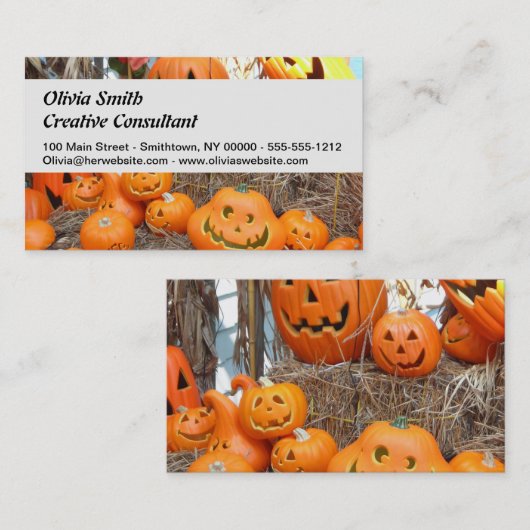 Kürbishalloween Kürbislaterne-Orangenkürbis Visitenkarte (Vorne/Hinten)