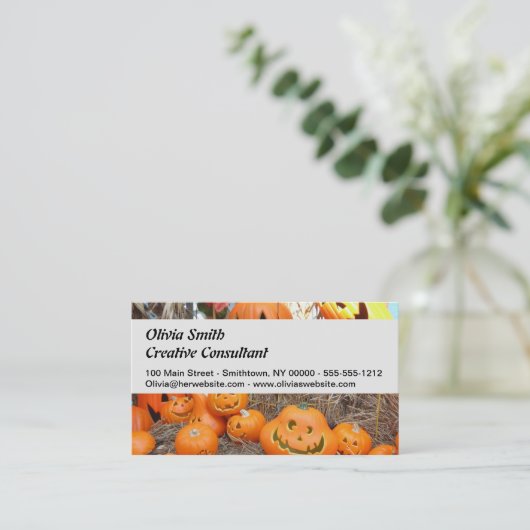 Kürbishalloween Kürbislaterne-Orangenkürbis Visitenkarte (Stehend Vorderseite)
