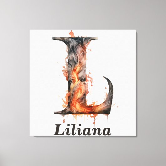 KürbisHalloween Name Letter L Floral Monogram Leinwanddruck (Vorderseite)