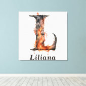 KürbisHalloween Name Letter L Floral Monogram Leinwanddruck (Insitu (Holzboden))