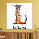 KürbisHalloween Name Letter L Floral Monogram Leinwanddruck (Insitu (Wohnzimmer))