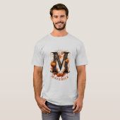 KürbisHalloween Name Letter M Floral Monogram T-Shirt (Vorne ganz)