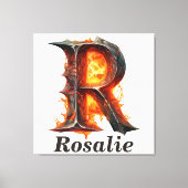 KürbisHalloween Name Letter R Floral Monogram Leinwanddruck (Vorderseite)