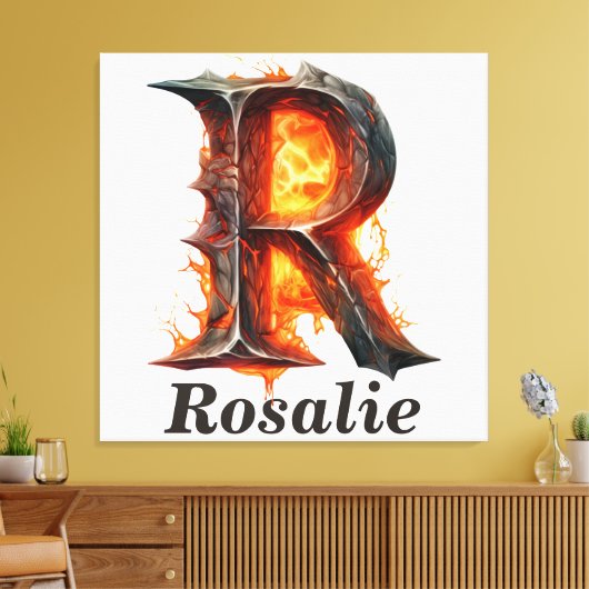 KürbisHalloween Name Letter R Floral Monogram Leinwanddruck (Insitu (Wohnzimmer))