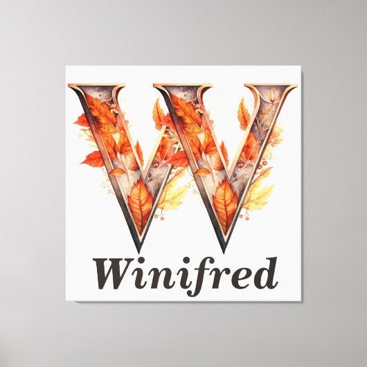 KürbisHalloween Name Letter W Floral Monogram Leinwanddruck (Vorderseite)