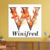 KürbisHalloween Name Letter W Floral Monogram Leinwanddruck (Insitu (Wohnzimmer))