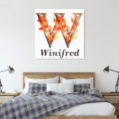 KürbisHalloween Name Letter W Floral Monogram Leinwanddruck (Insitu (Schlafzimmer))