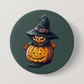 Kürbishexe im Katzenkostüm -  Button (Vorderseite)