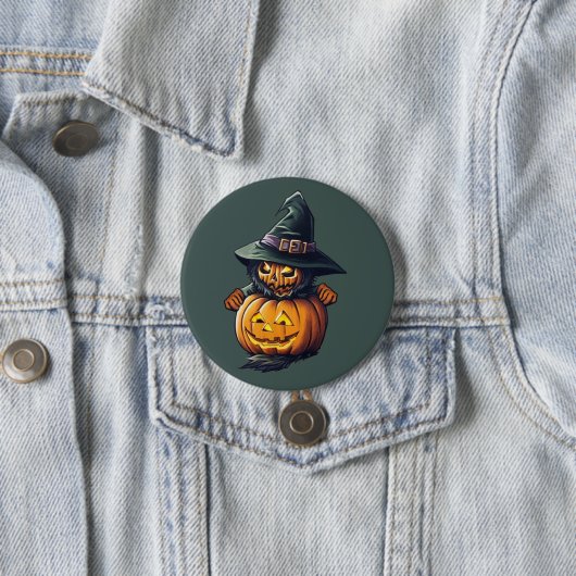 Kürbishexe im Katzenkostüm - Button (Beispiel)