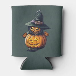 Kürbishexe im Katzenkostüm -  Dosenkühler