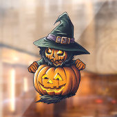 Kürbishexe im Katzenkostüm -  Fensteraufkleber (Blatt 2)