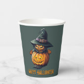 Kürbishexe im Katzenkostüm -  Pappbecher (Vorderseite)